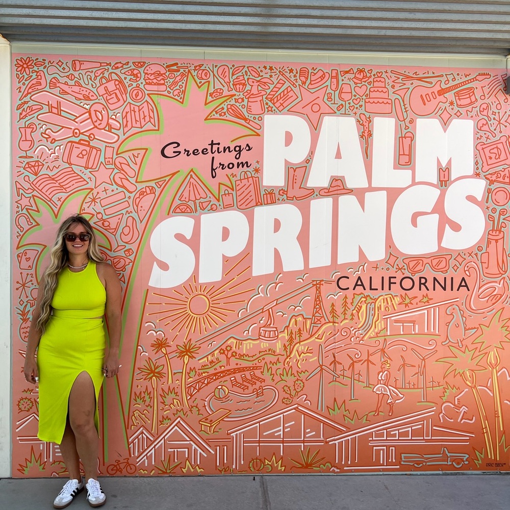 Lulu’s Neon Lime Ribbed Tank & Midi Skirt Set Size L